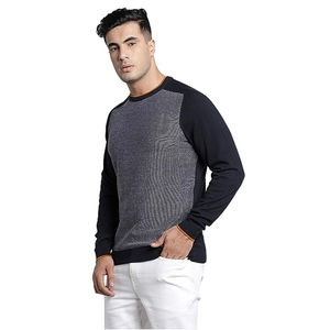 Vente en gros de sweatshirt unisexe en coton vierge avec logo imprimé personnalisé Sweatshirts unis à col rond personnalisés en coton mélangé pour hommes - Product Image 2
