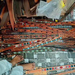 เข็มขัดหนังวัวพร้อมสายคาดมือแบบตะวันตกประดับลูกปัดเข็มขัดแกะสลักแบบตะวันตก - Product Image 5