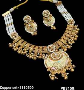 Wonderful Indian Real Kundan Premium Quality Square Shape Minakari Work Jaypuri <b>Necklace</b> With <b>Pearl</b> <b>Drop</b> Earrings Set For Womens - Product Image 3