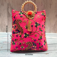 Nouvelles pochettes brodées de fleurs, sacs Potli de créateur avec poignée perlée dorée, pour femmes et jeunes filles, idéal comme cadeau de mariage
