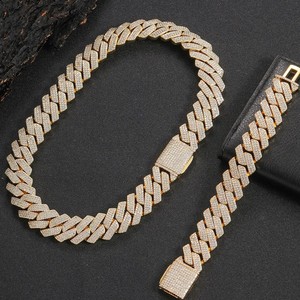 Colliers cubains en argent sterling personnalisables en or blanc certifié 1k, chaînes glacées en zircon de haute qualité, chaînes fines tendance - Product Image 4