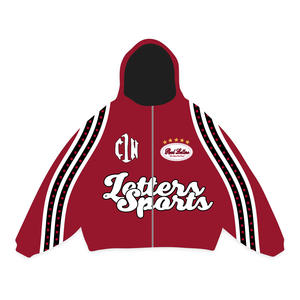 Sudadera con capucha y cremallera de diseño personalizado, bordada, con estampado en relieve, transpirable, 100% algodón polar, extragrande, para hombre, invierno, corte regular - Product Image 1