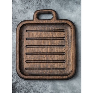Plateaux de service en bois naturel de style unique en bois clair poignées plateaux en bois d'acacia fabriqués à la main pour les maisons de restaurants - Product Image 6