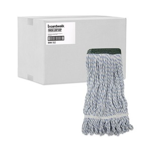 Boardwalk Medium White/Blue Wide Rayon/Polyester Floor Finish <b>Mop</b> Heads 12/Carton - Product Image 3