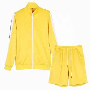 2026 Wholesale Casual Custom Made Strip Style <b>Men</b> <b>Jacket</b> and Shorts 2 Pieces Sweat Short Fashion Wholesale <b>Summer</b> Short Set Man - Product Image 1