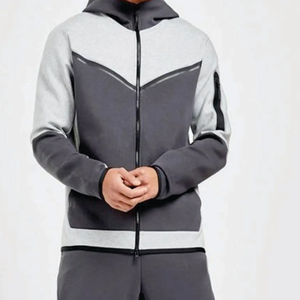 Custom Patchwork <b>Nylon</b> Tracksuit for Men White Men Fleece Tracksuit Full Zip Hoodie <b>Joggers</b> Sweatpants Sweat Suit - Product Image 6