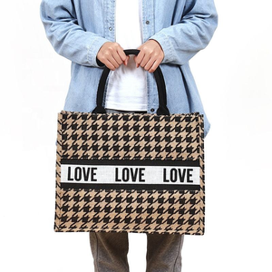 Premium Quality Custom Logo Eco-Friendly Advertising Gift Striped Pattern Burlap <b>Tote</b> <b>Bag</b> India-Made Blank <b>Jute</b> Shopping <b>Bag</b> - Product Image 5