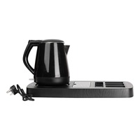 Ensemble bouilloire électrique et plateau en acier inoxydable avec design sur pied réglable en hauteur