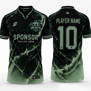 Camiseta de Fútbol Sublimada Personalizada para Hombre, Diseño de Rayos Amarillos sobre Negro, Cuello en V, Manga Corta, Transpirable, de Poliéster, para Equipos - Product Image 5
