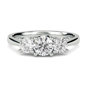Anillo de trilogía de corte redondo lujoso con diamante cultivado en laboratorio de 0.60 ct en platino, regalo de aniversario de bodas - Product Image 3