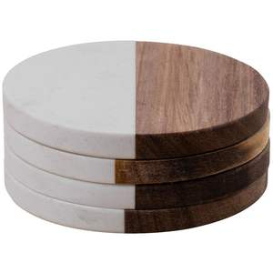 Premium Marble <b>Wood</b> <b>Coaster</b> Set-Durable Modern Luxury Round Drink <b>Coasters</b> for Festive Home Events & Gifting - Product Image 5