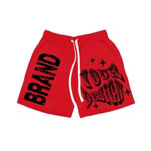 Pantalones cortos activos de patrón sólido de algodón 100% para hombre con cintura elástica, pantalones cortos de sudor con logotipo personalizado, pantalones cortos de trabajo informales con dobladillo rasgado - Product Image 4