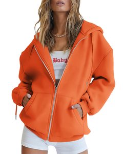 Sudaderas de punto ecológicas transpirables con cremallera y capucha de invierno de lujo para mujer 100% algodón multicolor - Product Image 3