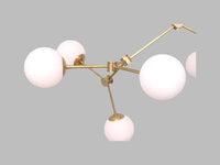 Lustre Sputnik en laiton, style moderne du milieu du siècle, huit bras, abat-jour en métal, lumière LED, élégant luminaire de plafond rétro pour la maison, le bureau