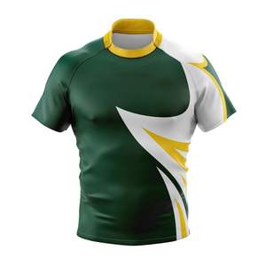 Jersey de Rugby de poliéster de algodón sublimado personalizado transpirable de secado rápido para hombre, diseño de malla, camisetas de Rugby de media manga - Product Image 1