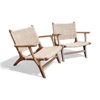 Fauteuil inclinable moderne en teck et rotin pour salon, chaise de loisirs contemporaine pour extérieur, salle de sport, chambre et école - Vente en gros