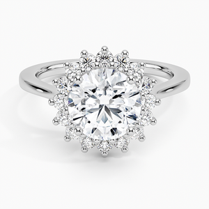 Elegant <b>925</b> Sterling <b>Silver</b> Women's Engagement <b>Ring</b> Classic Halo Design <b>with</b> Cut Center Stone and PavESimulated Diamond - Product Image 1