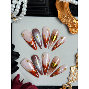 Uñas Postizas Amber Eclipse, Diseño Elegante y Moderno para Entusiastas del Nail Art - Product Image 1