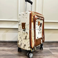 Sacs à roulettes en cuir de vachette véritable fait main avec poils, sacs de voyage personnalisés pour week-end, sacs à roulettes pour voyages d'une nuit avec roues