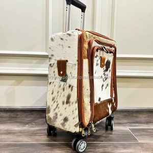 Maletas de Viaje con Ruedas de Cuero Vacuno con Pelo Auténtico Hechas a Mano, Maletas de Fin de Semana Personalizadas con Ruedas - Product Image 4