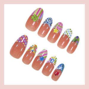 ABS presse ongles faux ongles réutilisables Style français personnalisable Nail Art autocollants pour l'utilisation des doigts colle longueur moyenne <span class=keywords><strong>ballerine</strong></span> - Product Image 3