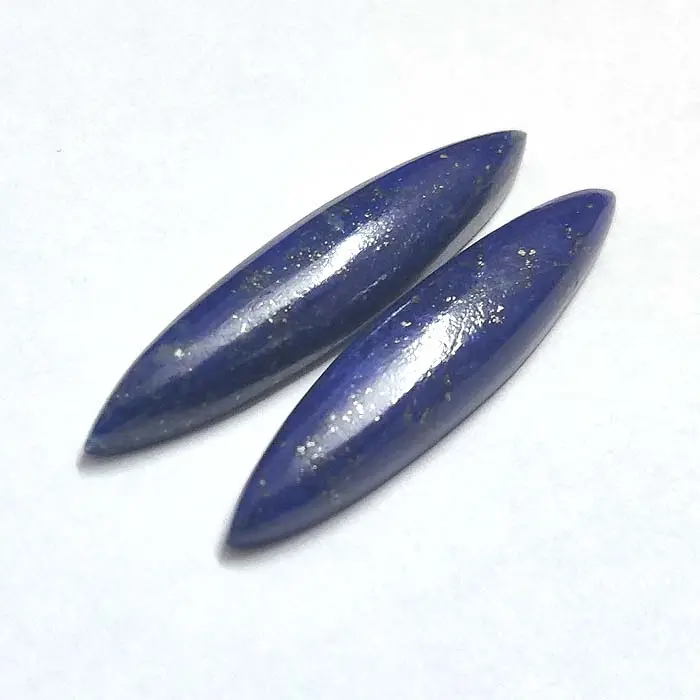 ธรรมชาติLapis Lazuli 37x7 มม.Marquise Cabochonสีน้ําเงินกรมท่าLapis Golden Pyrites 12.5 กะรัตIrocขายอัญมณีหลวมCab