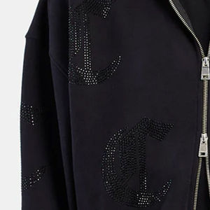 Survêtements de qualité supérieure pour hommes, légers, coupe régulière, décontractés, unis, avec strass, mode streetwear, fermeture éclair double sens - Product Image 4