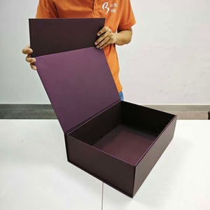 <span class=keywords><strong>Flip</strong></span> Flap Cover Natural Purple Texture Paper Luxury Feeling Boîte de fermeture magnétique réutilisable avec deux murs supplémentaires - Product Image 1