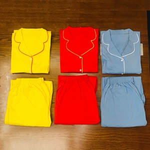 Nouvel arrivage : Ensemble de pyjama pour femme en gaze respirante, couleur unie, manches longues et pantalon, coupe ample et tendance, pour la maison. - Product Image 5