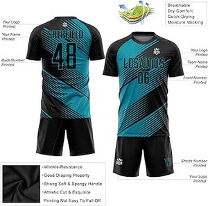 Uniforme de fútbol juvenil de alta calidad, patrón de lunares 3D, Jersey que absorbe la humedad, pantalones cortos, tamaño 2-12Y, cuello redondo, transpirable para niños - Product Image 5
