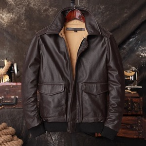 Veste en cuir véritable pour homme, chaude, 100% cuir de vache, marron foncé, vestes de moto en cuir de vache pour homme - Product Image 6