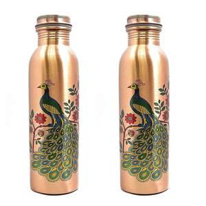 Bouteille d'eau en cuivre martelé imprimé, écologique, de qualité supérieure, portable, pour adultes, style contemporain, vente en gros - Product Image 1