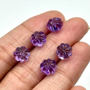 Perles en améthyste violette naturelle en forme de citrouille, perles de pierres précieuses en melon sculptées à la main, 6x8 MM - Product Image 2