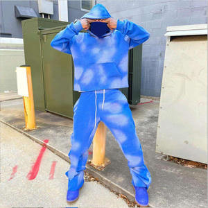 Ensemble survêtement streetwear pour homme de qualité supérieure personnalisé, lavé à l'acide, avec sweat à capuche et pantalon de survêtement, logo personnalisé, taille plus pour l'extérieur - Product Image 3