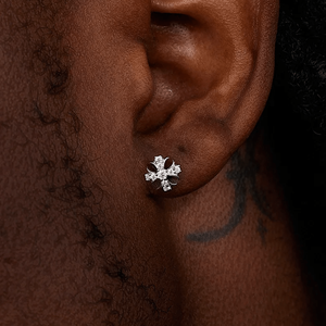 ต่างหูเงินแท้ 925 ประดับโมอิสซาไนต์แบบปาเว่ น้ำหนักเบา - Product Image 1