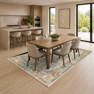 Tapis de salon en chenille antidérapant, imprimé numériquement, motif abstrait moderne, couleur terre cuite dorée, lavable en machine, vente en gros, modèle LXDP-0074 de RUGS DEPOT - Product Image 4