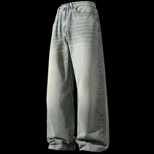 Jeans baggy en denim de haute qualité pour hommes, coupe large, style vintage, streetwear, fabrication sur mesure en usine - Product Image 1