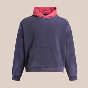 Ropa de calle personalizada de alta calidad, sudaderas con capucha de algodón bordadas de doble capa lavadas con ácido, sudaderas con capucha de gran tamaño Vintage de peso pesado para hombres - Product Image 1