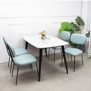 Ensemble de table à manger extensible Aster 140x80cm, pieds en fer et plateau en marbre AK218A, petit mobilier pour la maison et les restaurants - Product Image 4