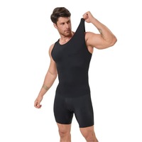 Combinaison sculptante amincissante pour homme, contrôle du ventre, compression, short intégral, en spandex thermique respirant