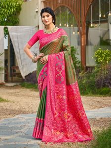 Nuevo Sari de Seda Banarasi de Gujarat para Mujer, Estilo Formal, de Secado Rápido, Ideal para Bodas, Diwali y Fiestas - Product Image 4