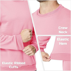 Sweat-shirt à col rond décontracté pour hommes Pull en coton surdimensionné avec tissu doux et garnitures côtelées pour une tenue décontractée quotidienne - Product Image 5