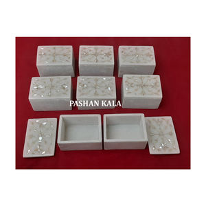 Incrustation de marbre blanc taille personnalisée quantité en vrac pour la maison meilleure vente nacre dorée Ramadan coffrets cadeaux conception de fleurs - Product Image 1