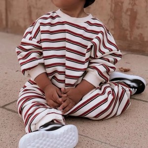 Mono Informal <span class=keywords><strong>a</strong></span> Rayas para Bebés y Niños Pequeños, Estilo Holgado, de Felpa Francesa, Unisex, de Manga Larga, para Otoño - Product Image 4