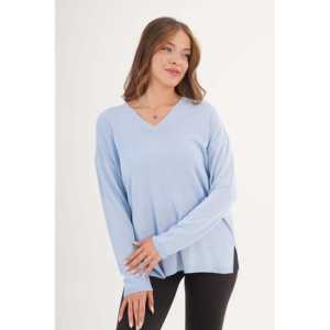 Suéter de Punto Azul Bebé con Cuello en V y Abertura Lateral, Diseño Transpirable, Venta al Por Mayor - Product Image 4