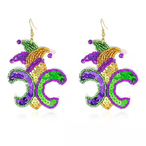 Pendientes de cuentas de estilo clásico Mardi Gras Festival, diseño de bordado a mano, colgante de flores de MD Handicraft - Product Image 4