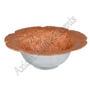 Tazón de aluminio de hoja de Ginkgo de oro rosa por Axiom Home Accents Plato desechable hecho a mano de lujo para alimentos Venta en línea - Product Image 1