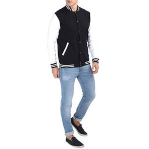 Chaqueta universitaria de lana de talla grande con logotipo personalizado para hombre, ropa de calle cálida de invierno con cuello levantado, precio de lona transpirable - Product Image 5