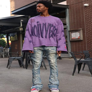 Suéter Grueso de 400 GSM para Hombre, con Estampado de Logo, Mangas Acampanadas, Largo Regular, Cálido, Informal, Sudadera - Product Image 4