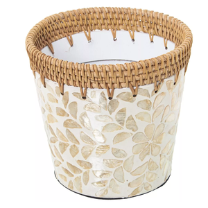Nueva llegada Top Choice MOP Inlay Macter Pot con tapa de ratán para árbol y flor Maceta decorativa al por mayor de Vietnam - Product Image 2